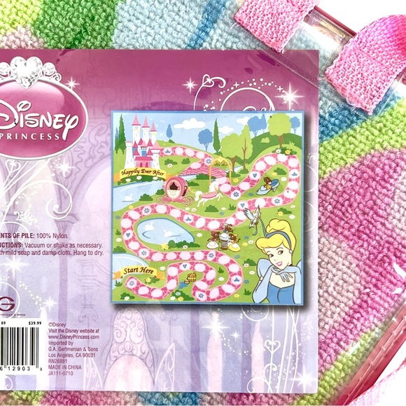 NEW Disney Princess Game Rug 40” x 40” Pink & Green w Spinner & Player Pieces - Picture 12 of 15